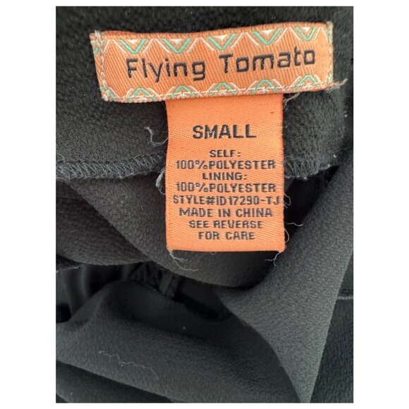 Flying Tomato Black Dolman Sleeve Double V Hi-Lo Hem Ruffle Dress Size Small - Picture 7 of 7